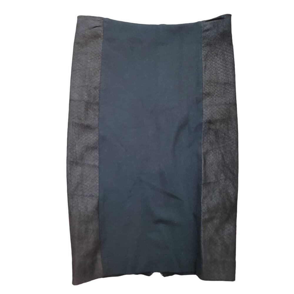 ALICE + OLIVIA Pencil Skirt Black Leather Back Zip Size 4